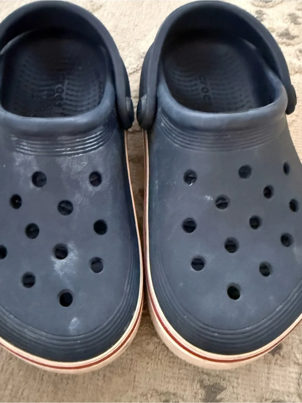 CROCS Navy Blue Kids Clogs with Heel Strap preschool/toddler size 11